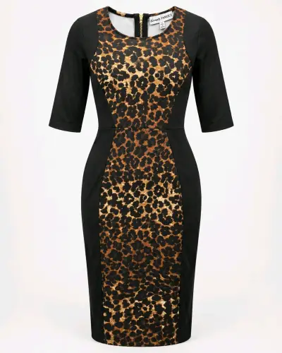 Vestido ajustado con estampado animal print - miniatura 2