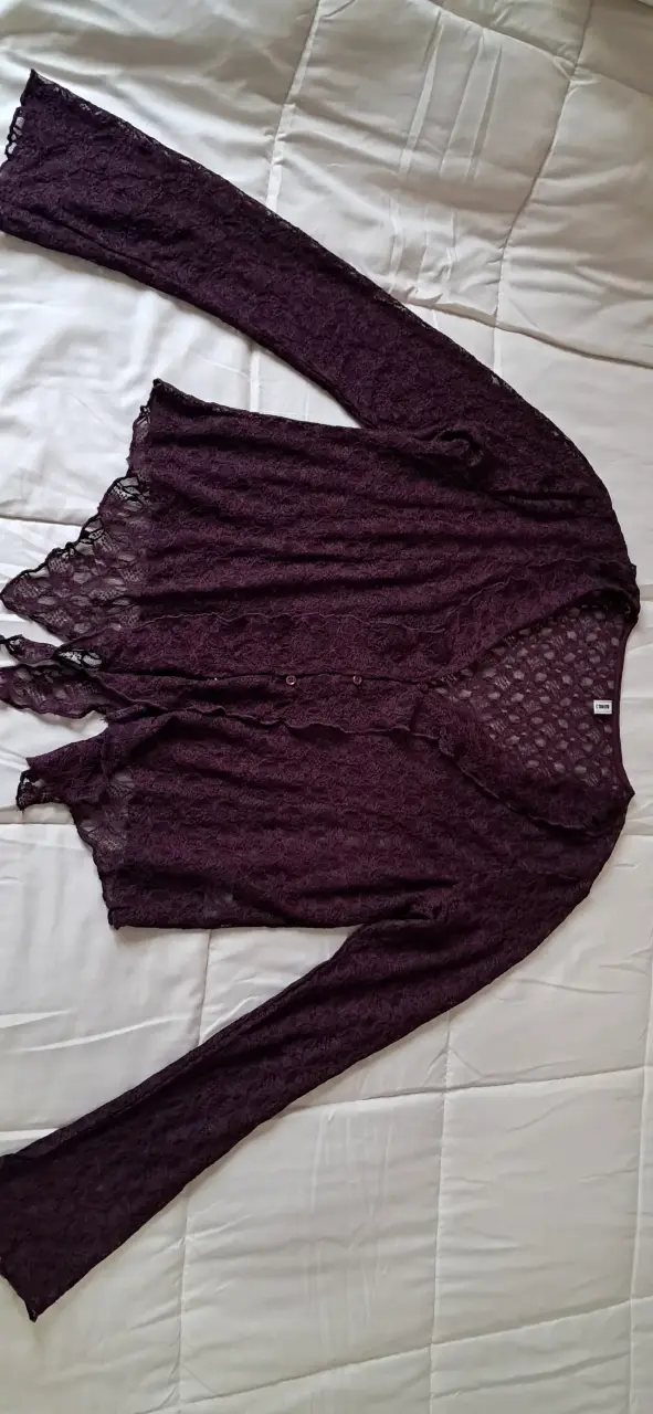 Cárdigan de encaje morado para mujer - 1