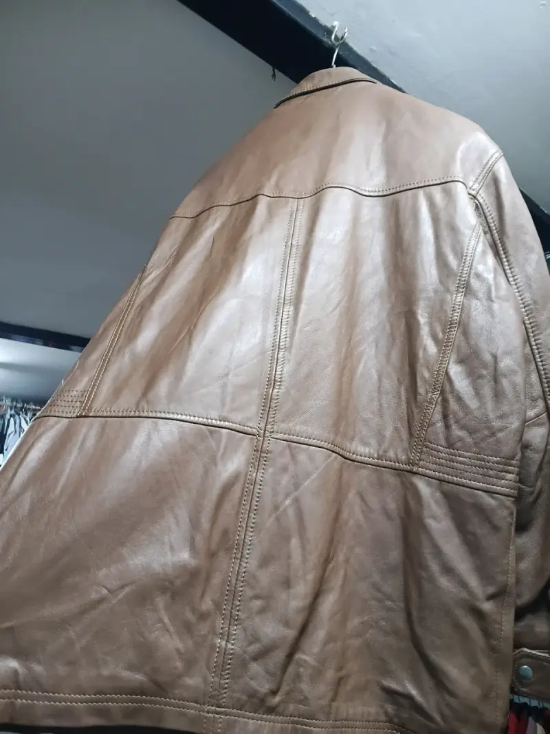 Chaqueta de cuero marrón para hombre Babista - 2