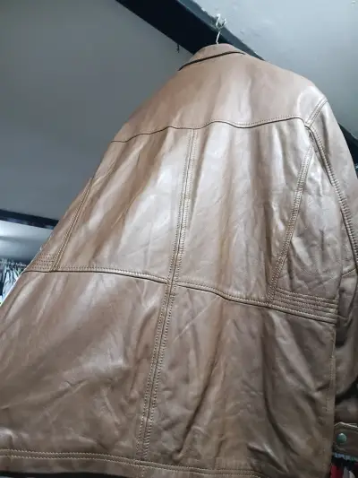 Chaqueta de cuero marrón para hombre Babista - miniatura 2