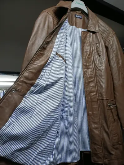 Chaqueta de cuero marrón para hombre Babista - miniatura 3