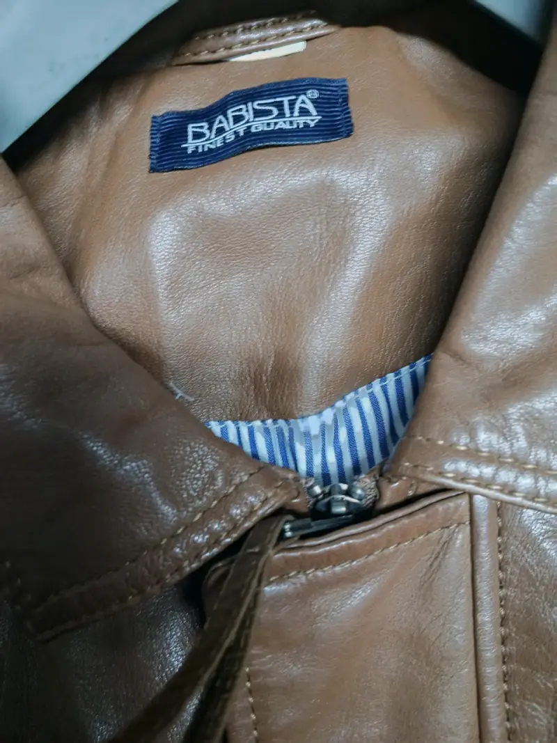 Chaqueta de cuero marrón para hombre Babista - 4