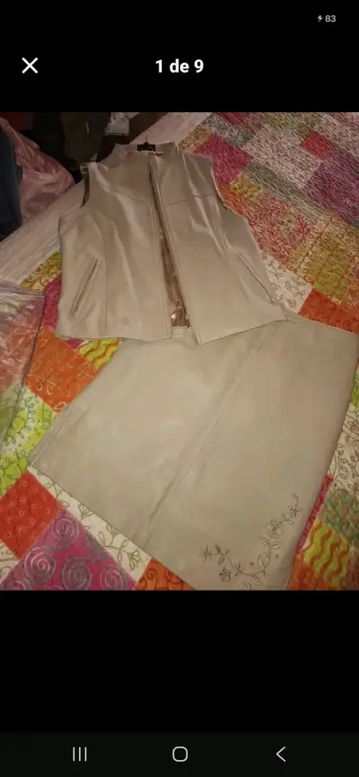 Conjunto de falda y chaleco beige Adoleo - miniatura 1