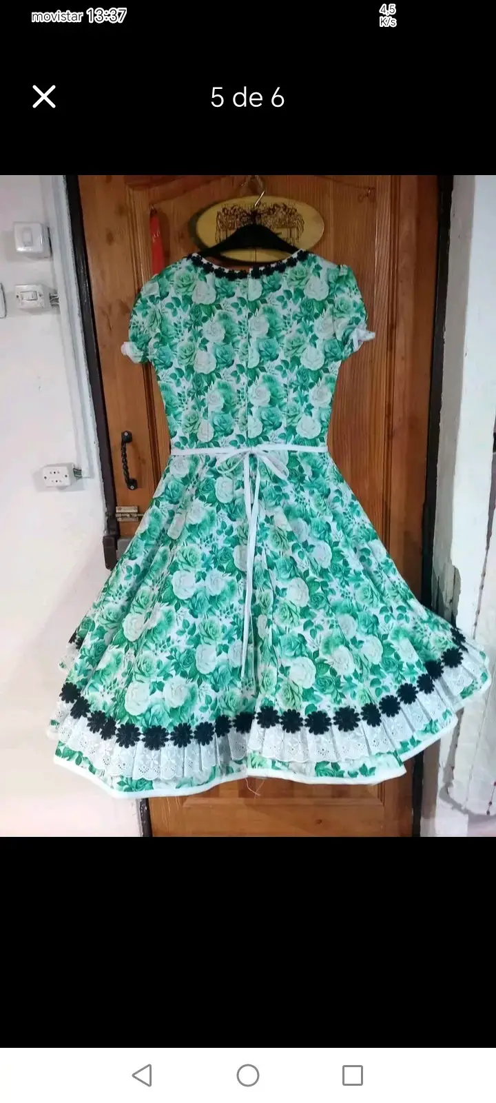 Vestido floral vintage con encaje - 3
