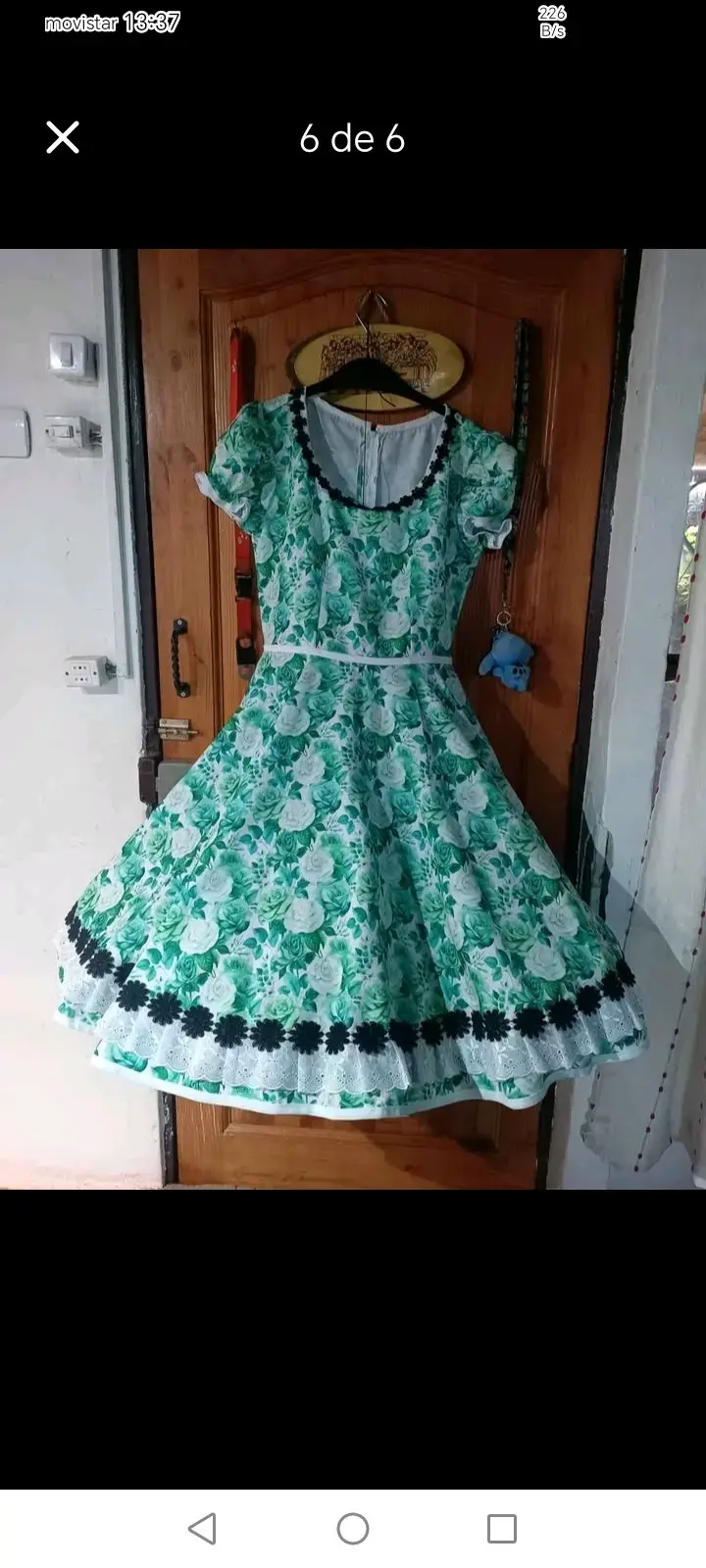 Vestido floral vintage con encaje - 4