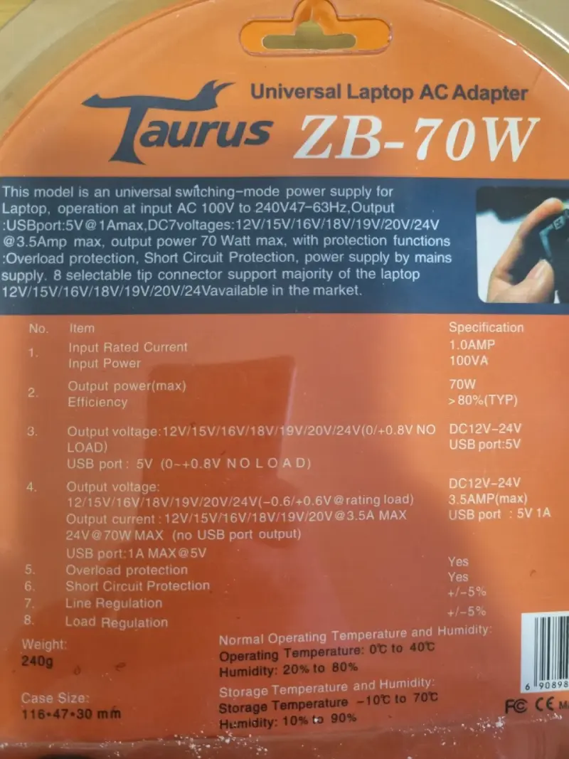 Adaptador de Corriente Universal para Laptop Taurus ZB-70W - 3