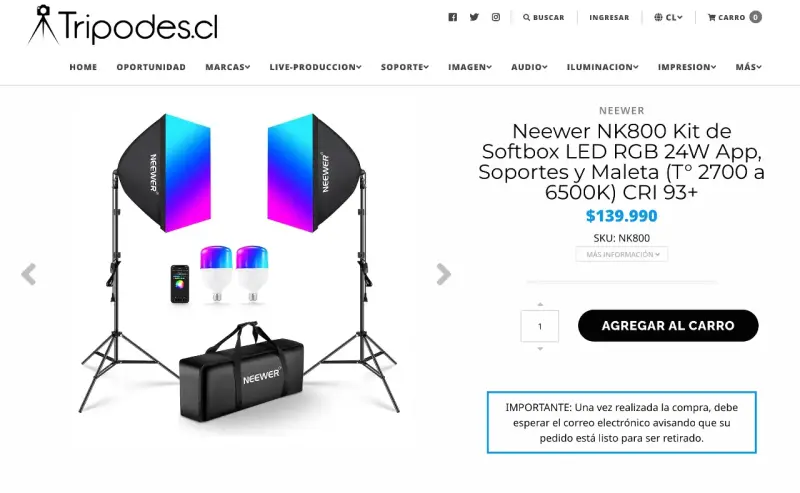 Kit de Iluminación Softbox Neewer NK800 LED RGB - 2