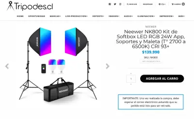 Kit de Iluminación Softbox Neewer NK800 LED RGB - miniatura 2