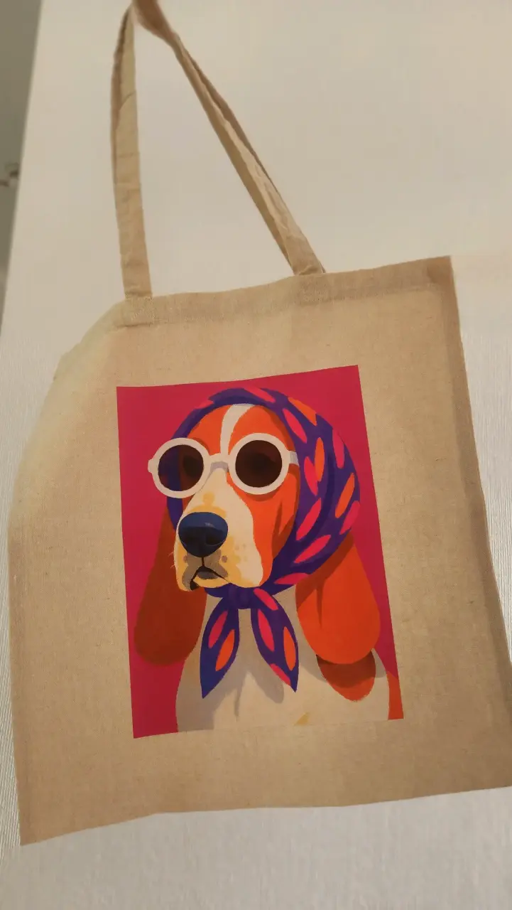 Bolsa de tela con diseño divertido de perro