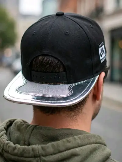 Gorra negra con diseño de toro y texto - miniatura 3