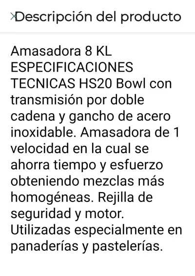 Amasadora Industrial 8 Kilos Maigas Nueva sin uso - miniatura 3