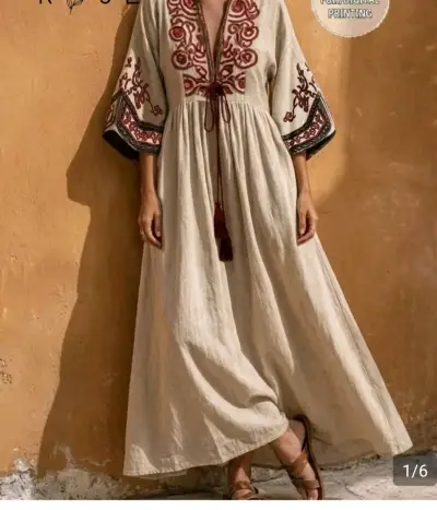 Vestido bohemio largo con estampado floral - miniatura 3
