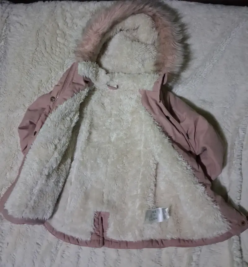 Abrigo de niña con capucha y forro polar 12 meses - 3