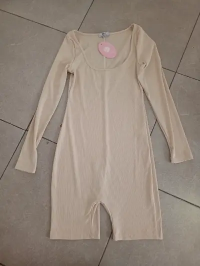 Body beige manga larga para mujer - miniatura 1