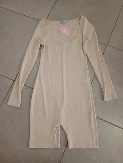 Body beige manga larga para mujer - miniatura 2