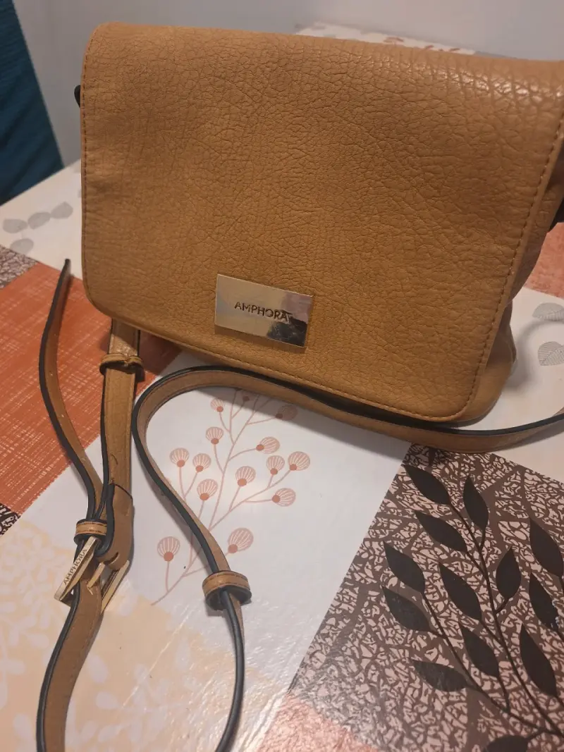 Cartera cruzada de cuero sintético Amphora camel - 1