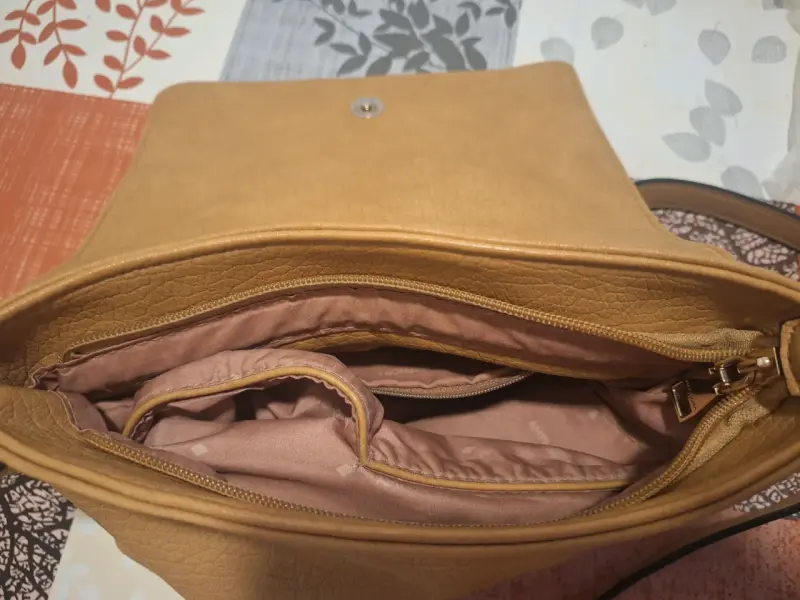 Cartera cruzada de cuero sintético Amphora camel - 3