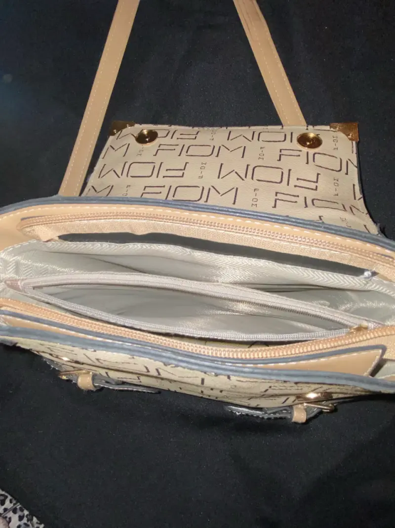 Cartera cruzada beige con diseño FOM - 5