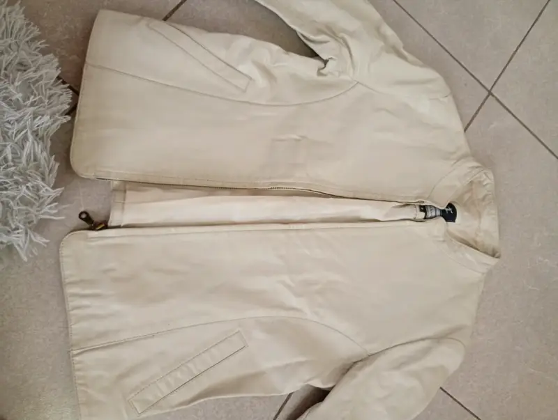 Chaqueta de cuero beige para mujer - 3
