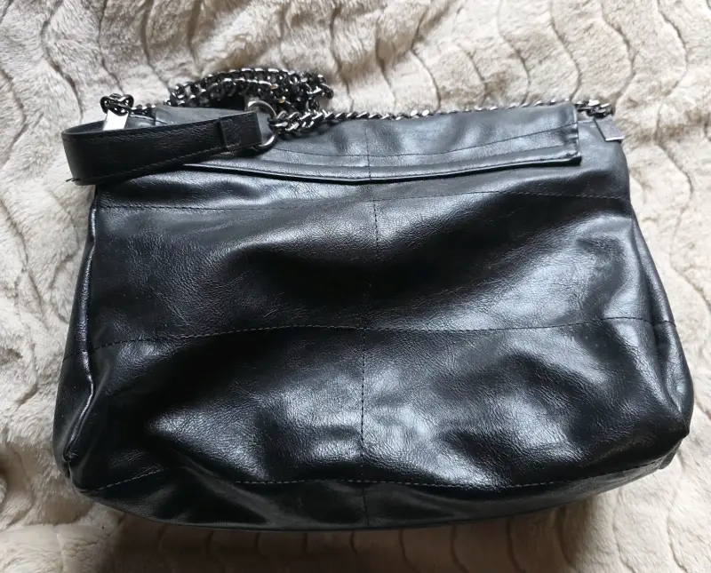 Cartera de cuero negro Americannino con cadena - 2