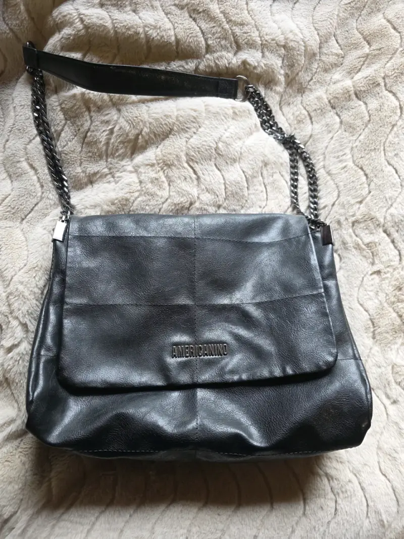 Cartera de cuero negro Americannino con cadena - 4