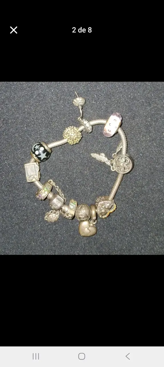 Pulsera de plata con dijes variados pandora - 2