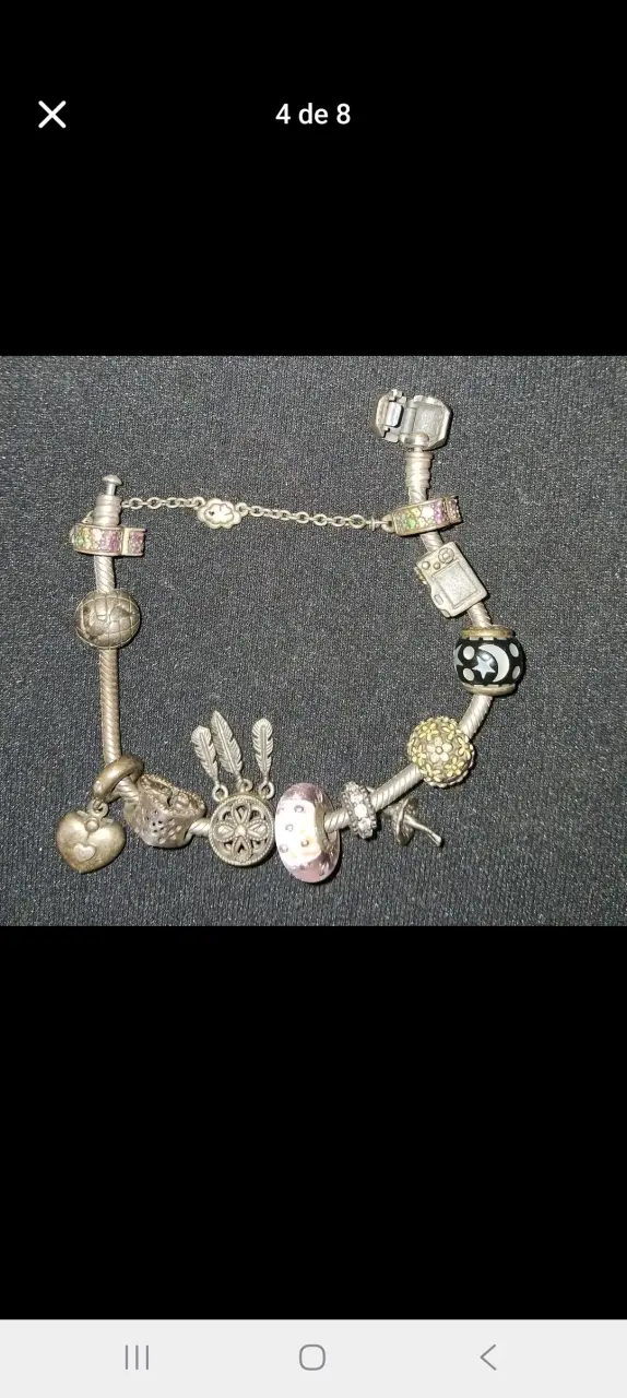 Pulsera de plata con dijes variados pandora - 4
