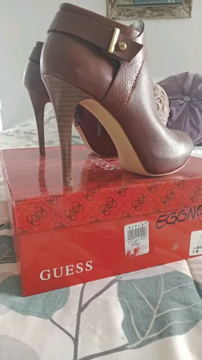 Botines de cuero marrón Guess Eggnog - miniatura 2