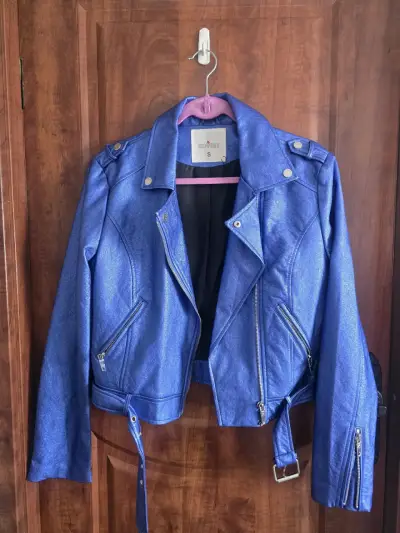 Chaqueta de cuero sintético azul Soviet para mujer - miniatura 1