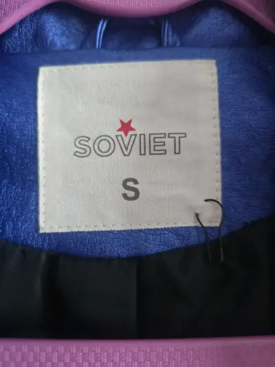 Chaqueta de cuero sintético azul Soviet para mujer - miniatura 2