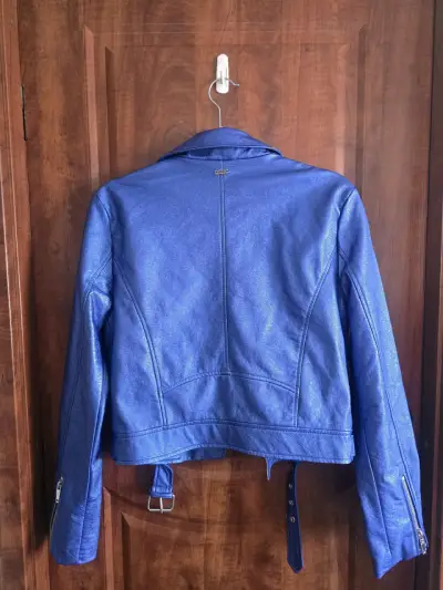 Chaqueta de cuero sintético azul Soviet para mujer - miniatura 3