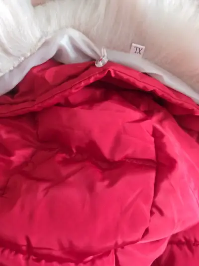 Chaqueta de invierno roja con capucha - miniatura 4