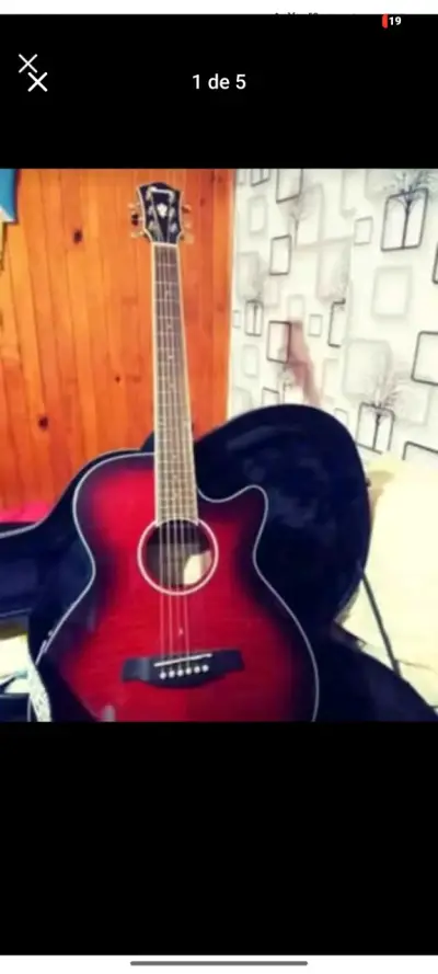 Guitarra electroacústica Ibanez roja con estuche - miniatura 1