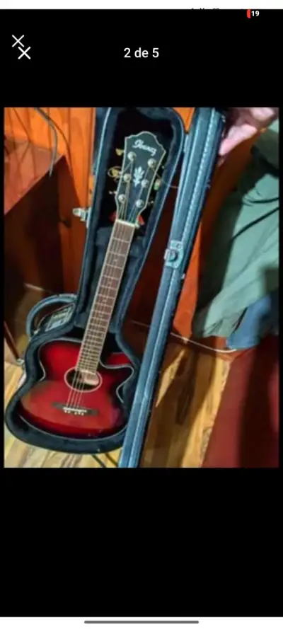 Guitarra electroacústica Ibanez roja con estuche - miniatura 2