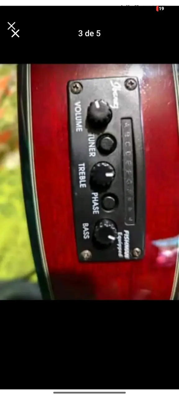 Guitarra electroacústica Ibanez roja con estuche - 3