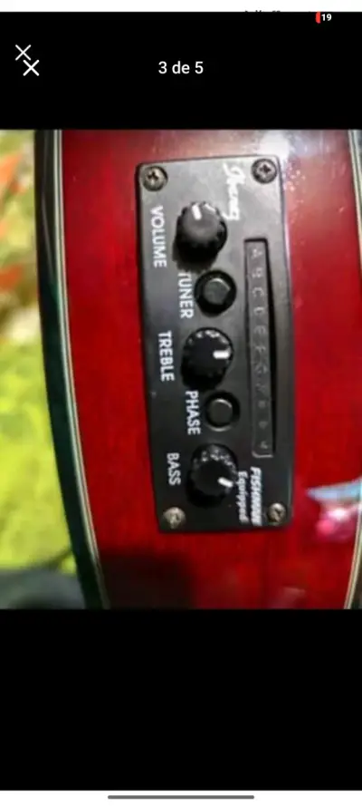 Guitarra electroacústica Ibanez roja con estuche - miniatura 3