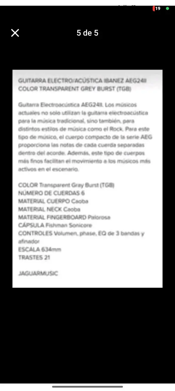Guitarra electroacústica Ibanez roja con estuche - 5
