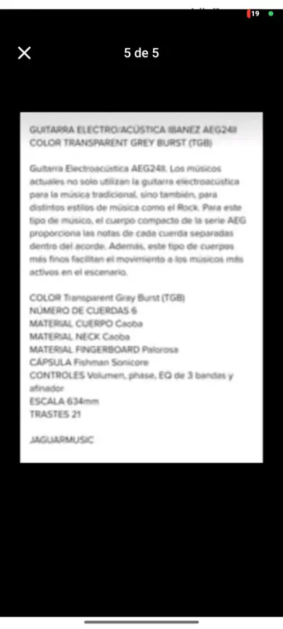Guitarra electroacústica Ibanez roja con estuche - miniatura 5