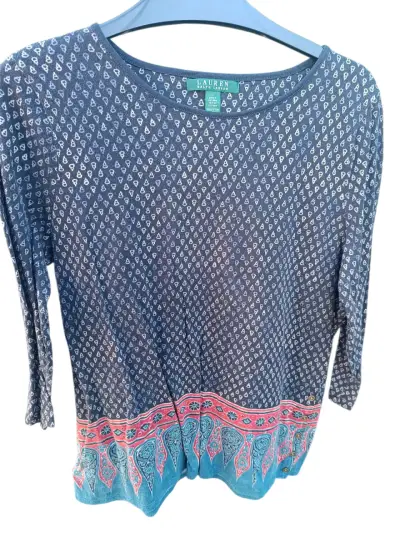 Blusa estampada talla L Ralph Lauren azul y roja - miniatura 2