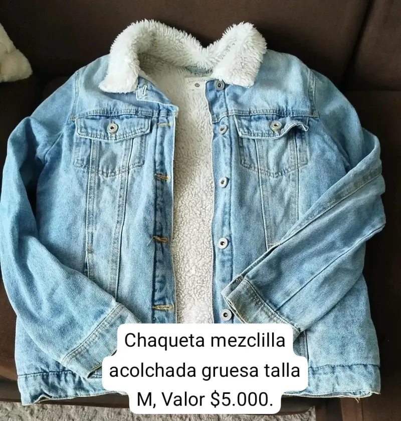 Chaqueta de mezclilla acolchada gruesa talla M