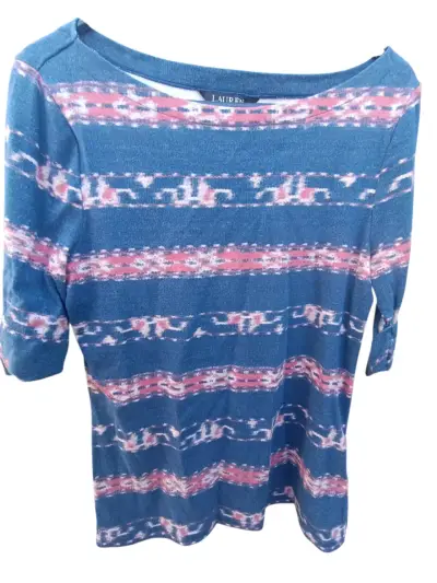 Blusa de rayas azul y rosa talla L  Ralph Lauren - miniatura 3