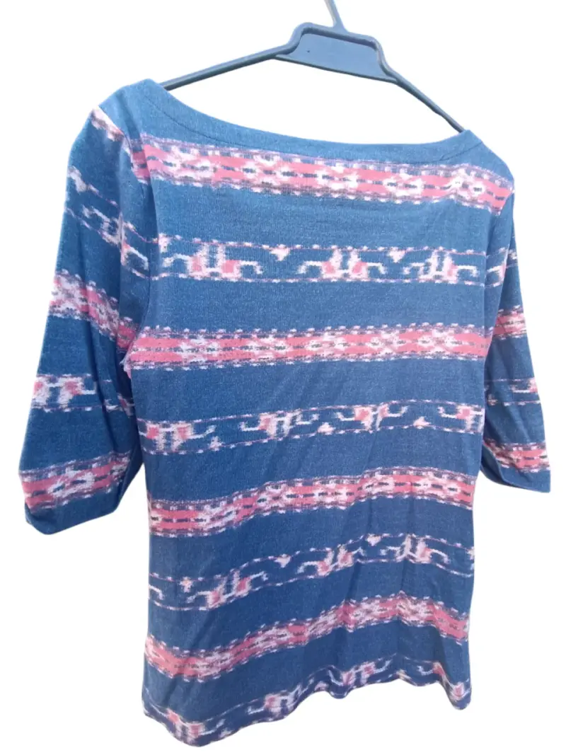 Blusa de rayas azul y rosa talla L Ralph Lauren - 4