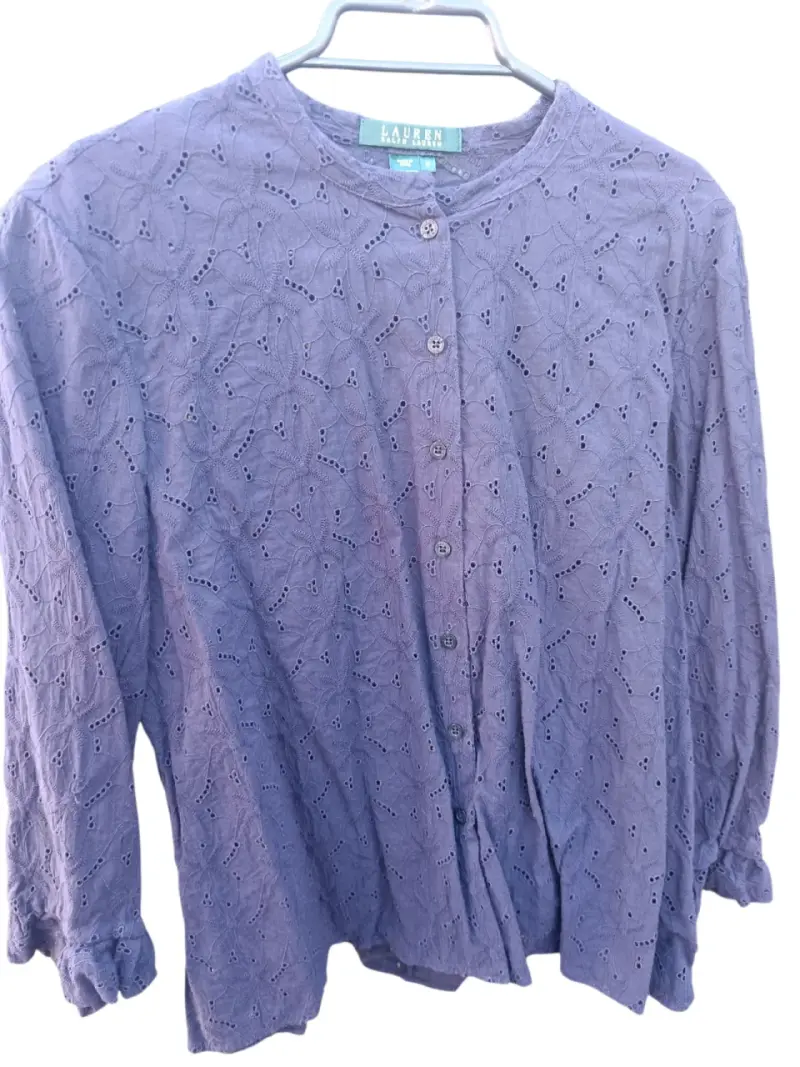 Blusa de encaje azul talla 12 Ralph Lauren - 4