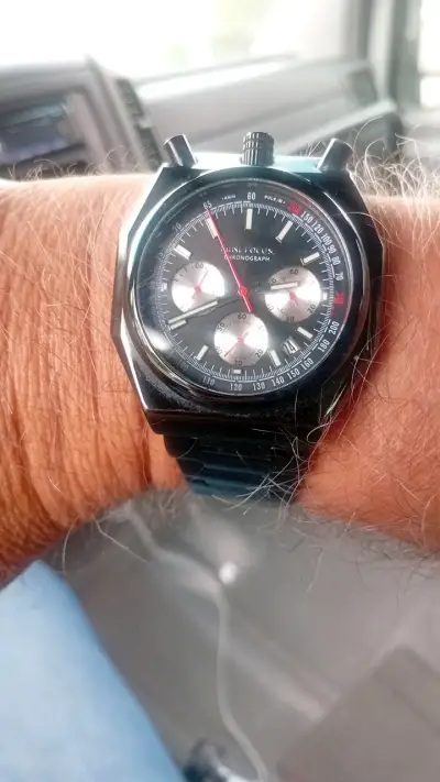 Reloj cronógrafo Mini Focus negro elegante - miniatura 1