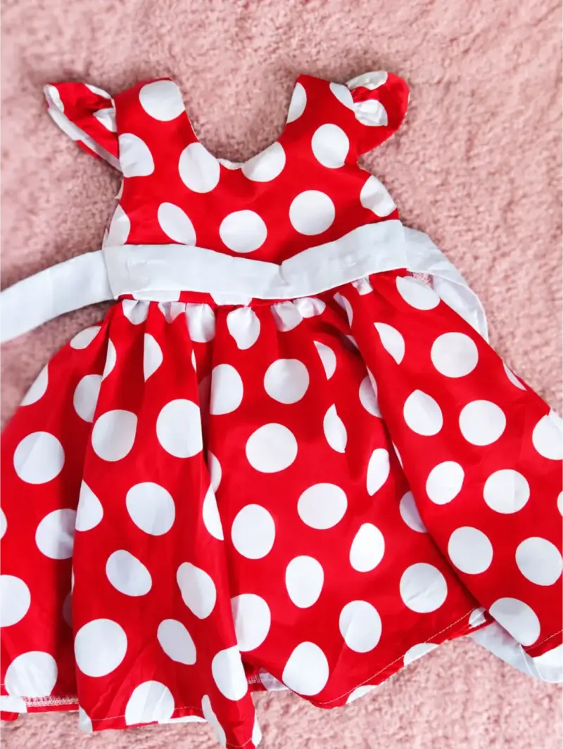 Vestido infantil rojo con lunares blancos