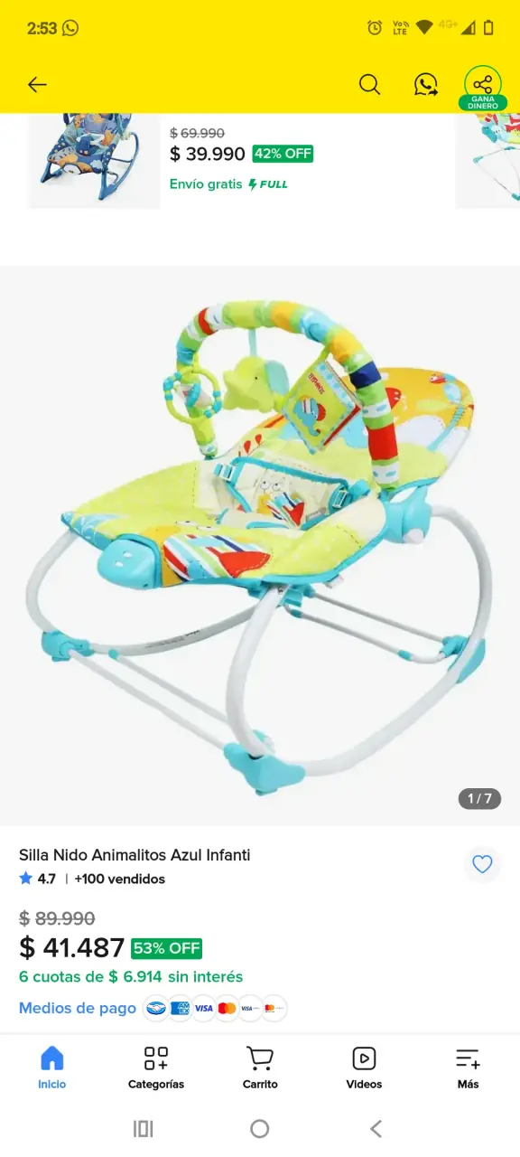 Silla Nido Animalitos Azul Infanti