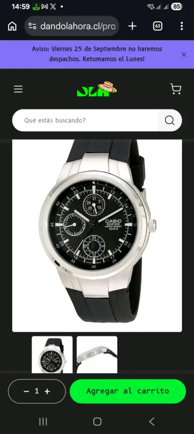Reloj Casio Edifice Negro Resistente al Agua - miniatura 1