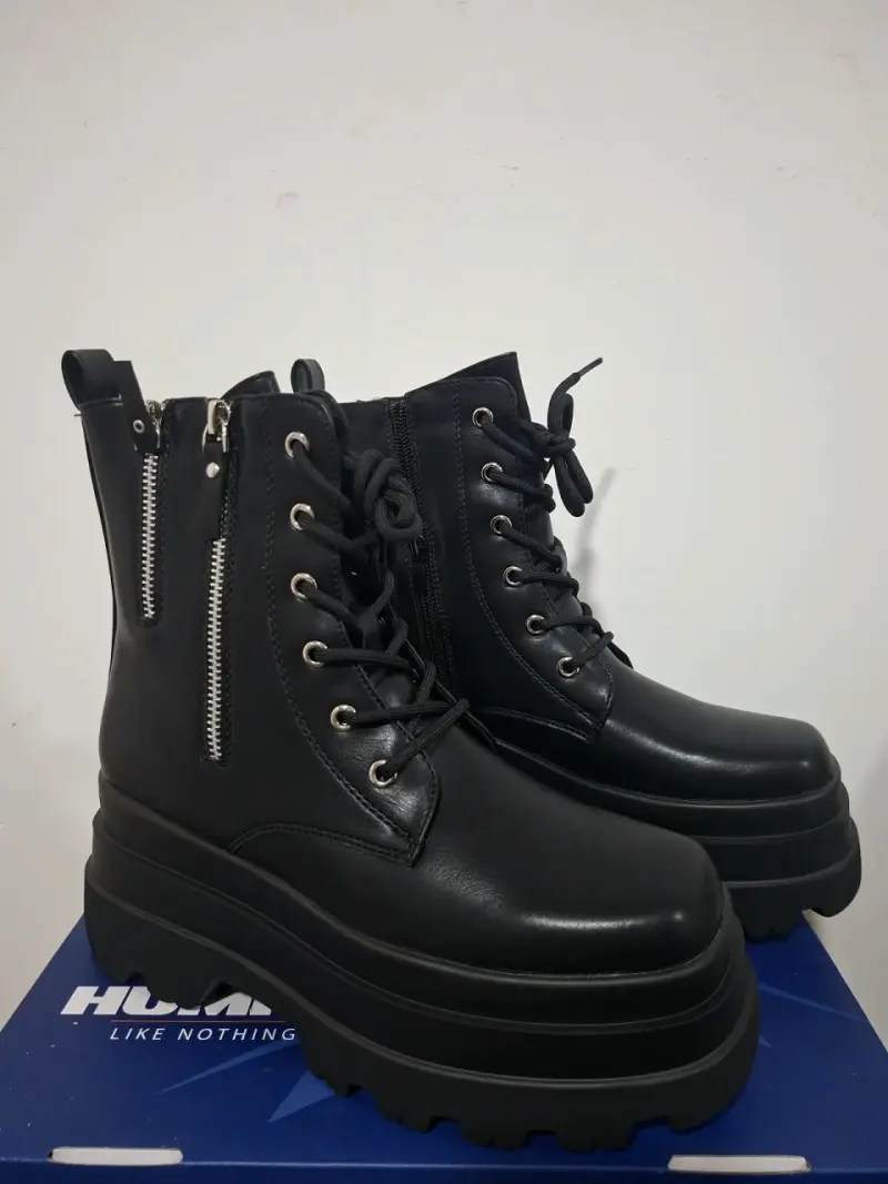 Botines negro con plataforma y cierre - 2