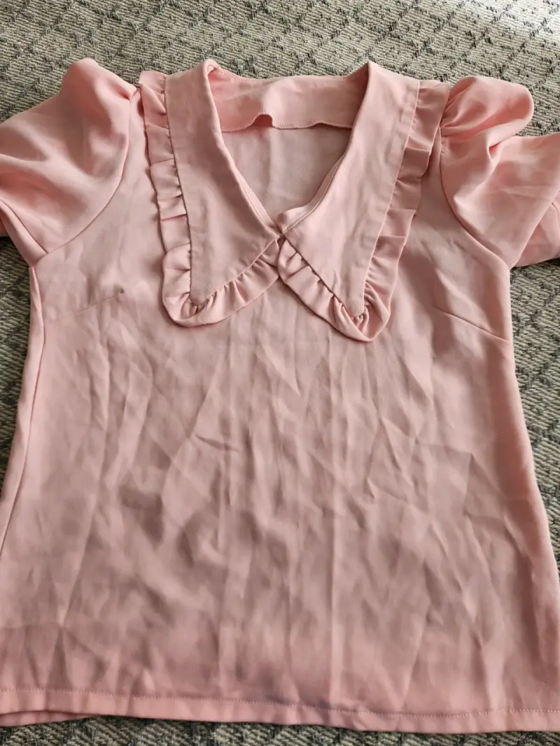 Blusa sin mangas a rayas azul con volantes - 6
