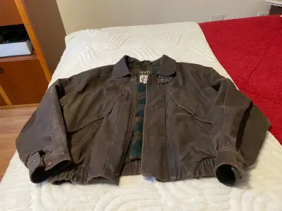 Chaqueta de cuero marrón para hombre - miniatura 1